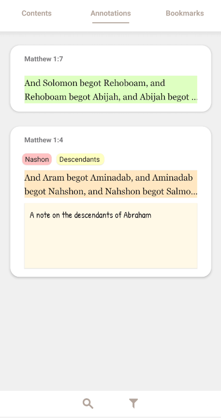 Annotations view with annotations